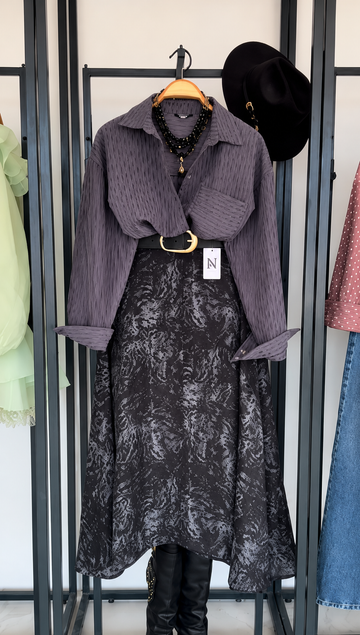 Charcoal Elegance Dress